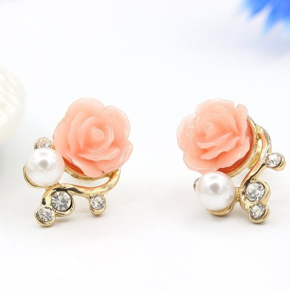 Jewelry - Earrings Women Rose Flower Stud Shiny Bohemian Hoop Drop Cute Trendy Jewelry